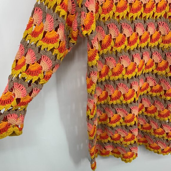Free People Dress RARE Fan Crochet Long Sleeve Tunic Coverup - Picture 6 of 11